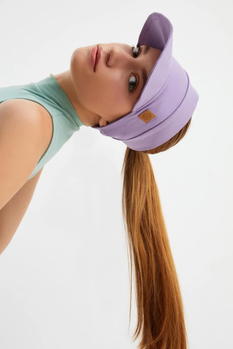 بوتيكجيز Women's Lilac UV Protected Foldable Open Top Soft Brim 100% Cotton Combed Tennis Visor Hat