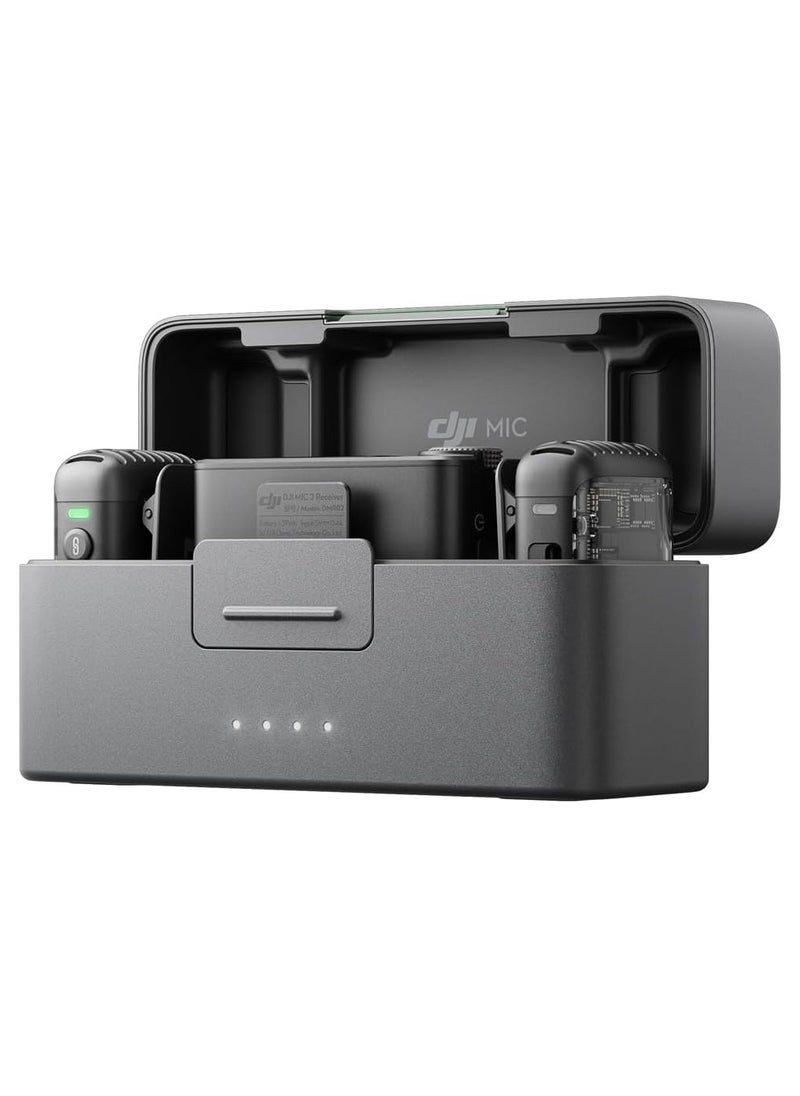 dji - Mic 2 (2 TX + 1 RX + Charging Case), All-In-One Wireless Microphone, Intelligent Noise Cancelling, 32-Bit Float Internal Recording, 250M (820 Ft.) Range, Microphone For iPhone, Android, Camera - Image 1