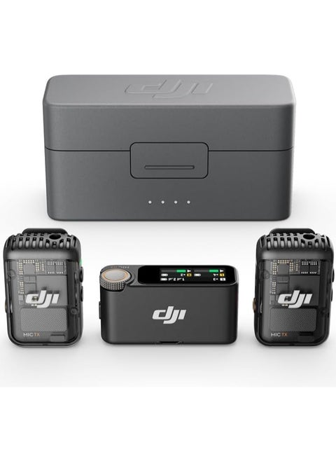 Mic 2 (2 TX + 1 RX + Charging Case), All-In-One Wireless Microphone, Intelligent Noise Cancelling, 32-Bit Float Internal Recording, 250M (820 Ft.) Range, Microphone For iPhone, Android, Camera