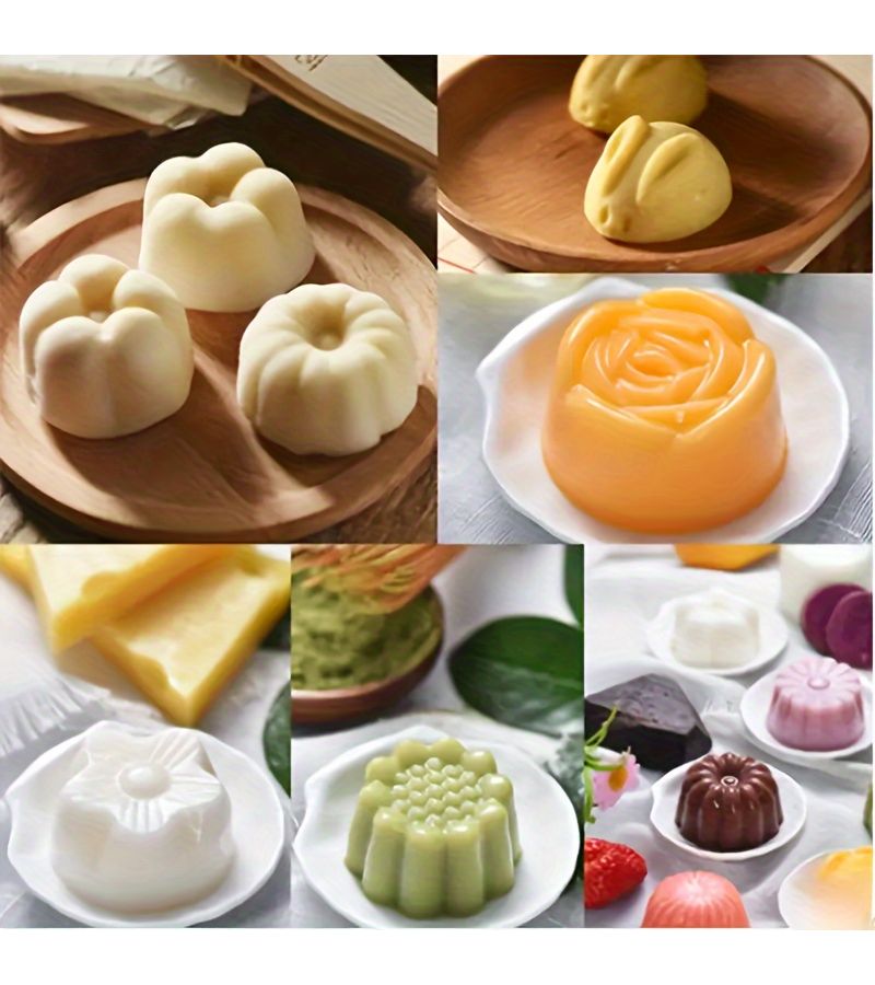 8 Cavity Hexagonal Acrylic Jelly Mold Food Grade Flower Design For Diy Desserts Crafts Perfect For New Year Celebrations White 2pcs - Image 4