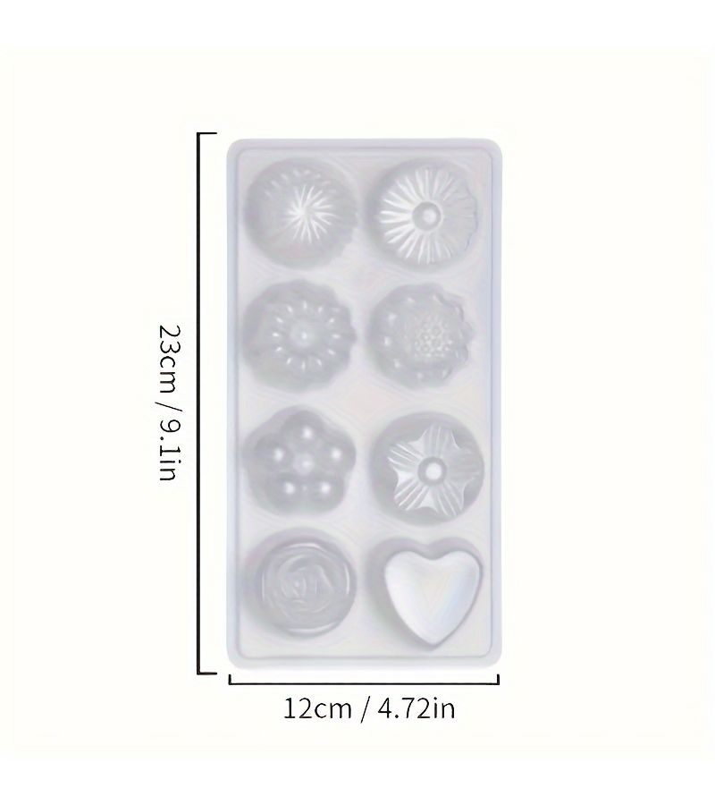 8 Cavity Hexagonal Acrylic Jelly Mold Food Grade Flower Design For Diy Desserts Crafts Perfect For New Year Celebrations White 2pcs - Image 3