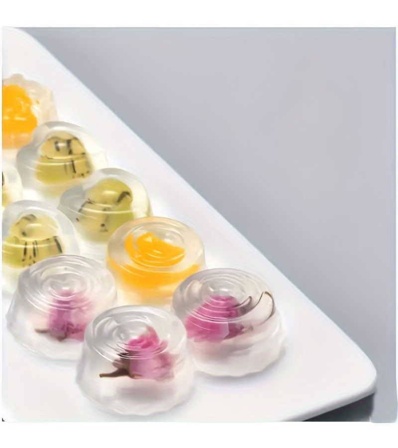 8 Cavity Hexagonal Acrylic Jelly Mold Food Grade Flower Design For Diy Desserts Crafts Perfect For New Year Celebrations White 2pcs - Image 2