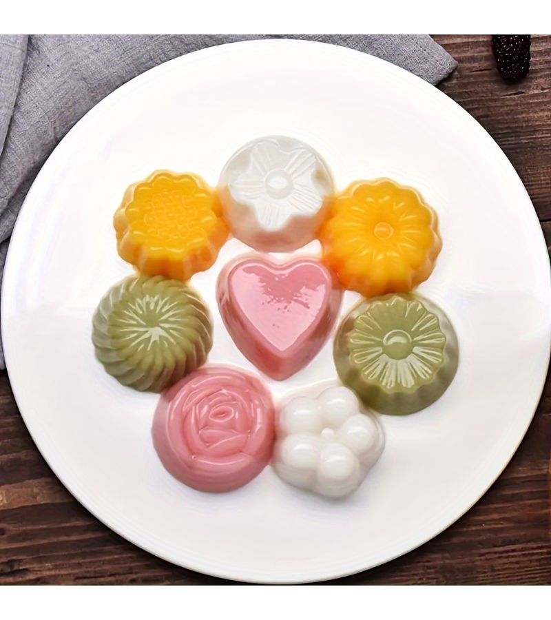 8 Cavity Hexagonal Acrylic Jelly Mold Food Grade Flower Design For Diy Desserts Crafts Perfect For New Year Celebrations White 2pcs - Image 5