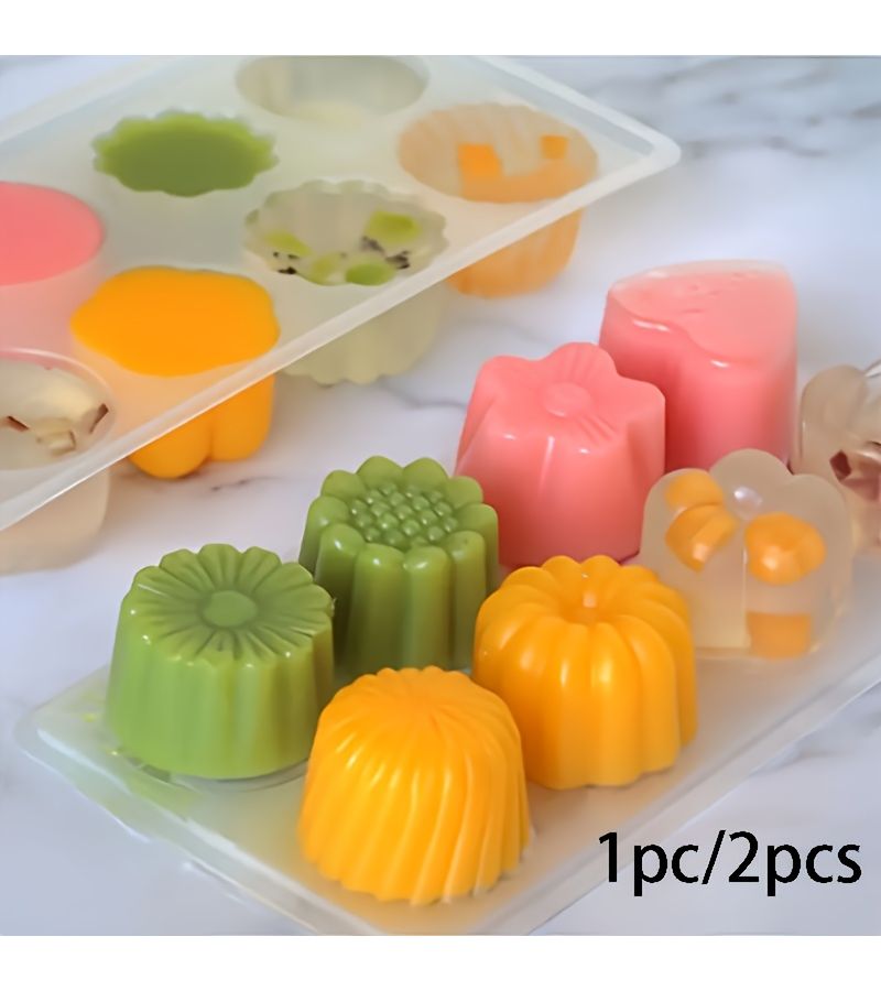 8 Cavity Hexagonal Acrylic Jelly Mold Food Grade Flower Design For Diy Desserts Crafts Perfect For New Year Celebrations White 2pcs - Image 1