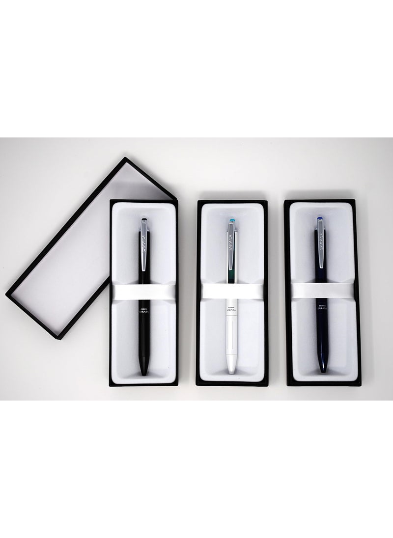 ZEBRA Zebra Pen Sarasa Grand Retractable Gel Pen Gift, White/Black/Navy Barrel, Mediun Point, 0.7mm, Black Ink, 3 Count (Pack of 1)  - Image 4