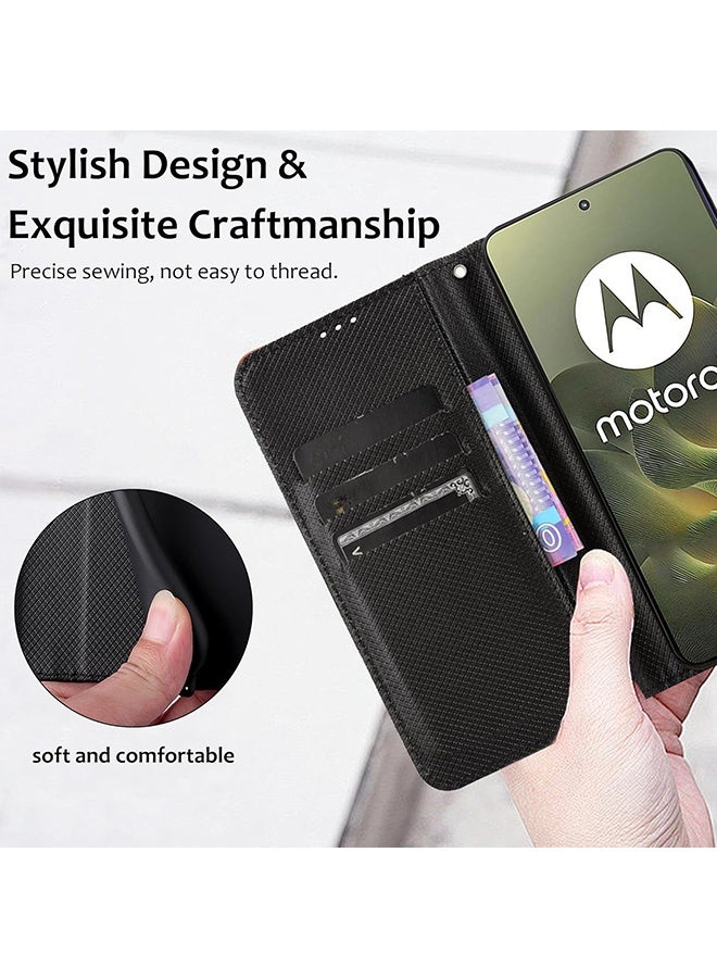 Compatible with Motorola Edge 70 5G 6.67-Inch Case, Leather Flip Case with Card Slot, Wallet design, Standable Flip Case, Anti-Fall Drop Protection, Shockproof Case, Black - Image 3