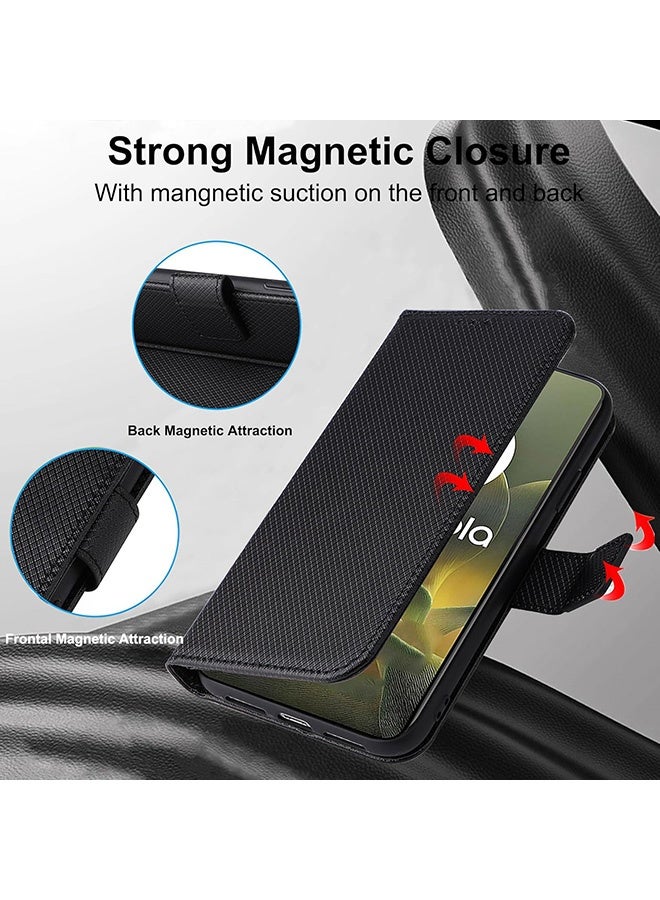 Compatible with Motorola Edge 70 5G 6.67-Inch Case, Leather Flip Case with Card Slot, Wallet design, Standable Flip Case, Anti-Fall Drop Protection, Shockproof Case, Black - Image 2