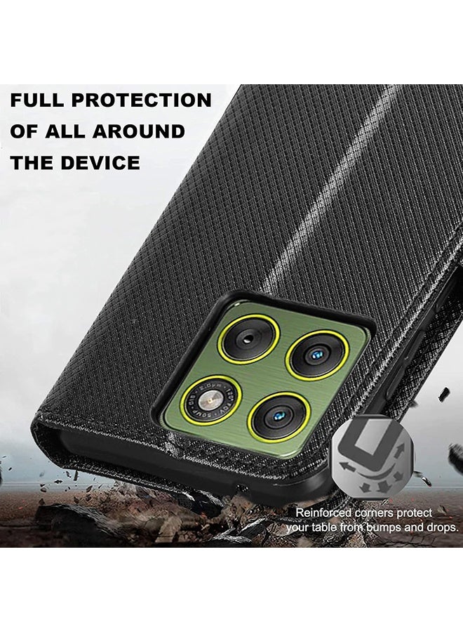 Compatible with Motorola Edge 70 5G 6.67-Inch Case, Leather Flip Case with Card Slot, Wallet design, Standable Flip Case, Anti-Fall Drop Protection, Shockproof Case, Black - Image 4