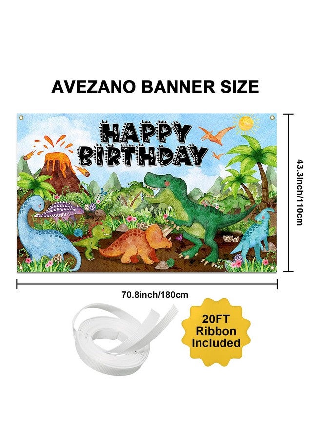 Avezano Dinosaur Birthday Banner for Kids Watercolor Dinosaur Happy Birthday Backdrop Cartoon Dino Birthday Party Supplies Decoration 70.8 x 43.3 Inch - Image 3