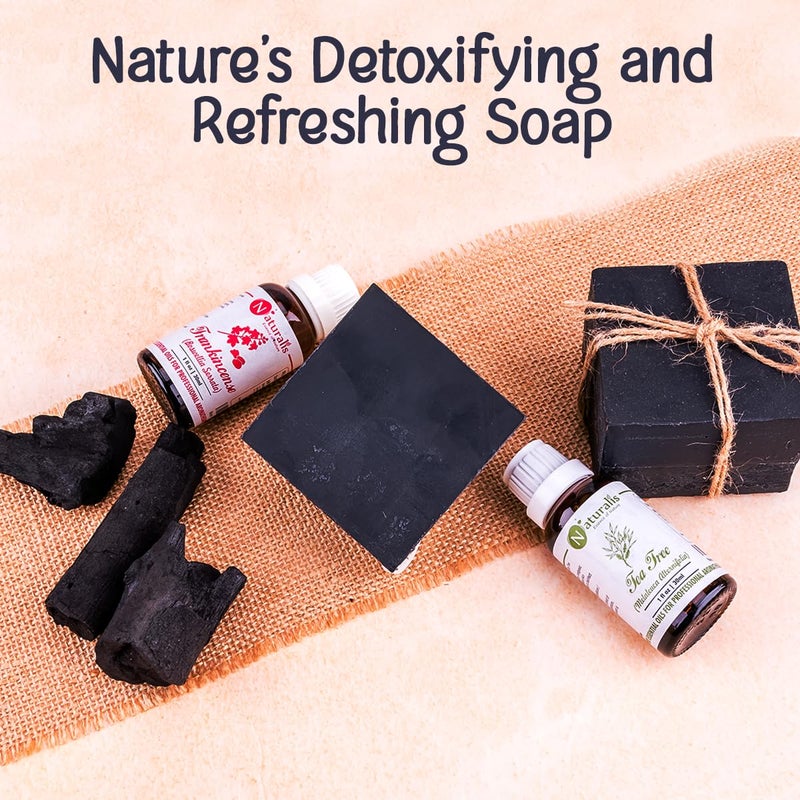 Naturalis Charcoal Soap for Men  Handmade Luxury Detoxifying TeaTree Frankincense  Charcoal Soap  Refreshing Organic Soap for Deep Cleansing and Skin Nourishment  100g - Image 4
