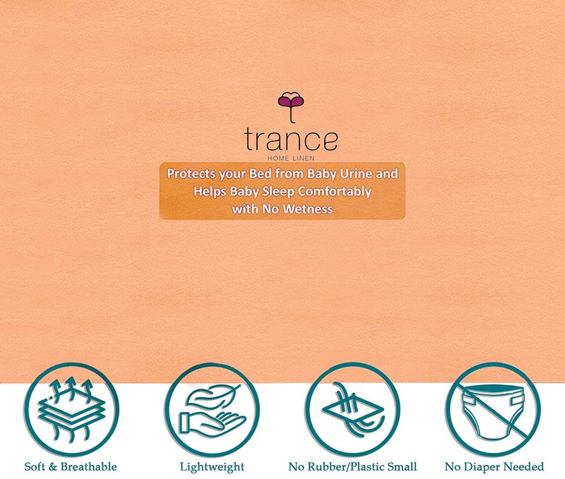 Trance Quick Dry - Soft Bed Protector Waterproof Baby Cot Sheet - (Single-90x182 cm,Orange) - Image 3