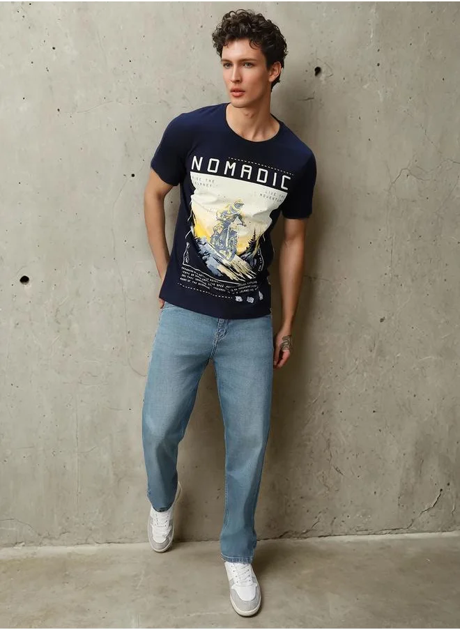 HIGH STAR Men Regular Fit Motoracer Graphic Printed F1 Cotton T-shirt