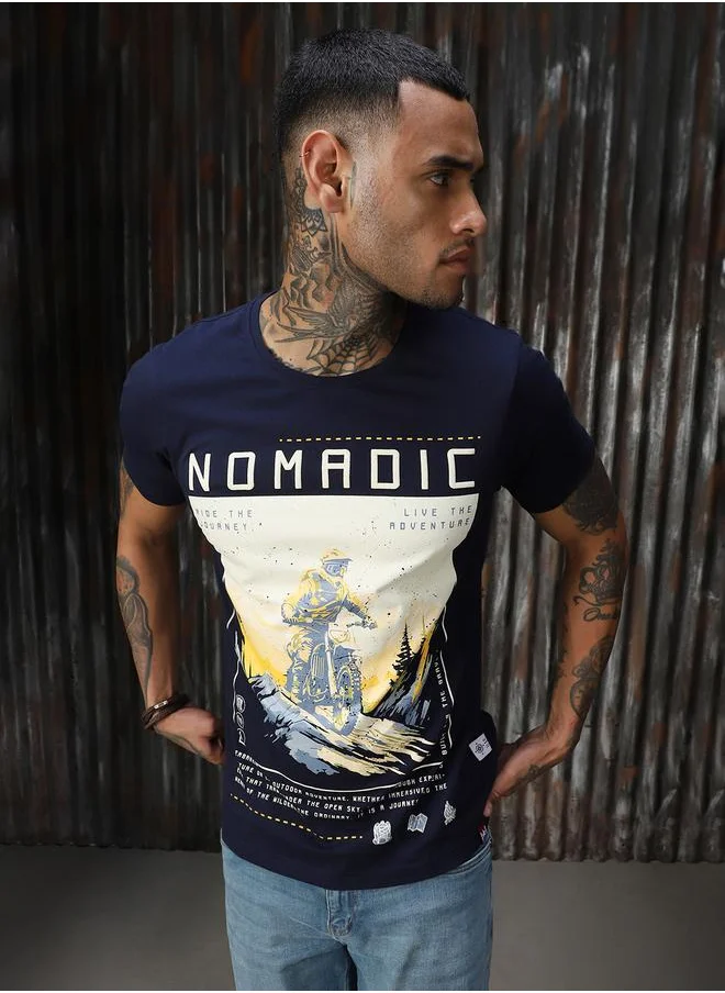 HIGH STAR Men Regular Fit Motoracer Graphic Printed F1 Cotton T-shirt
