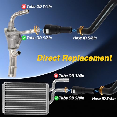 EVRBUL HVAC Heater Hose Connector 5/8in Heater Tube x 5/8in Coolant Hose Heater Core Coolant Hose Connector with Clamp Compatible with Chevy Cadillac GMC Pontiac Ford Lincoln Replace# 15119175 800-403 - Image 5