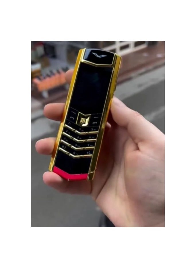 Vertu Signature Leather Gold & Red Dragon Luxury Mobile Phone 2.0 | Handcrafted with Premium Leather | Iconic Design & Precision Craftsmanship | Limited Edition | Unlocked 4G Worldwide Connectivity