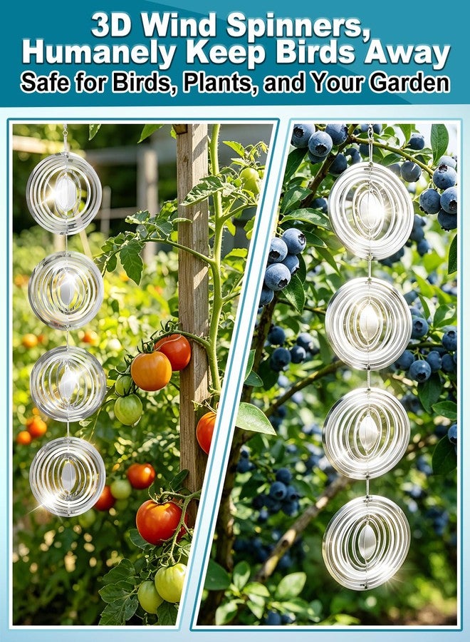 Beeplove 3pcs Reflective Wind Spinners Outdoor for Bird Scare - Stainless Steel Bird Reflectors to Keep Birds Away, Pinwheels for Yard and Garden Decor, Round - Image 2