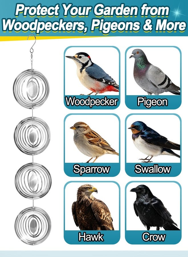 Beeplove 3pcs Reflective Wind Spinners Outdoor for Bird Scare - Stainless Steel Bird Reflectors to Keep Birds Away, Pinwheels for Yard and Garden Decor, Round - Image 3