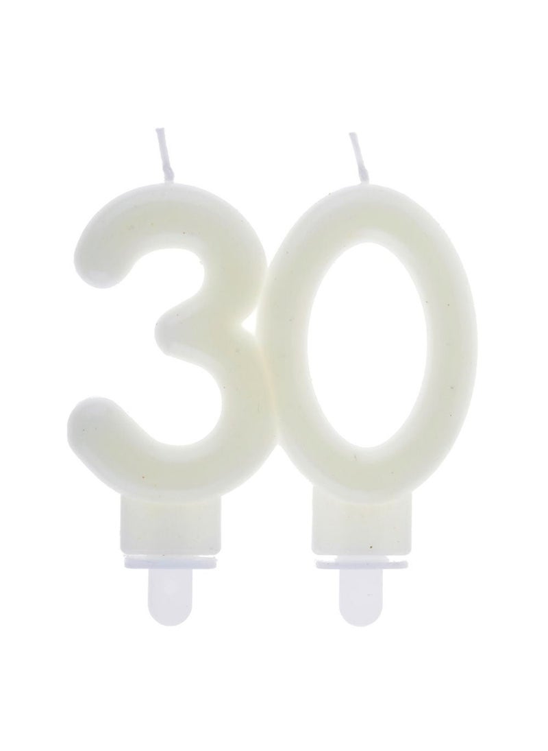 SANTEX 30-Years Glow Dark Birthday Anniversary Cake Candle 9cm - Image 1