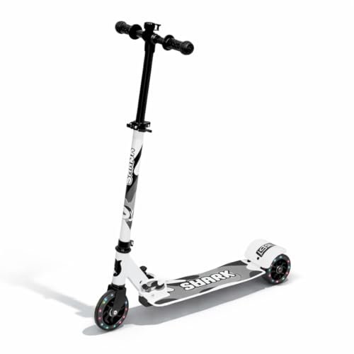 Little Pup Kids Scooter with LED Light Up Wheels, Foldable Design, Height Adjustable, White and Black, 2-Wheel Kick Scooter - Image 2