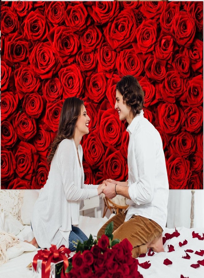 Avezano Valentine's Day Backdrop Rose Flower Wall Photo Background Red Rose Wedding Bridal Shower Photography Backdrop Mother's Day Birthday Party Dessert Table Banner (7x5ft) - Image 4
