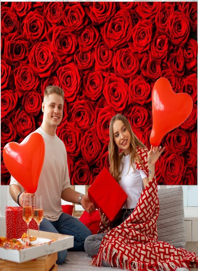 Avezano Valentine's Day Backdrop Rose Flower Wall Photo Background Red Rose Wedding Bridal Shower Photography Backdrop Mother's Day Birthday Party Dessert Table Banner (7x5ft) - Image 2