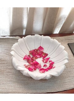 R&M R&M RM Marble Flower Bowl with Glass Tortoise - White| Marble Puja Place Bowl | Marble Flower Bowl | Marble Living Room Center Table Bowl Marble Candle Holder  - Image 4