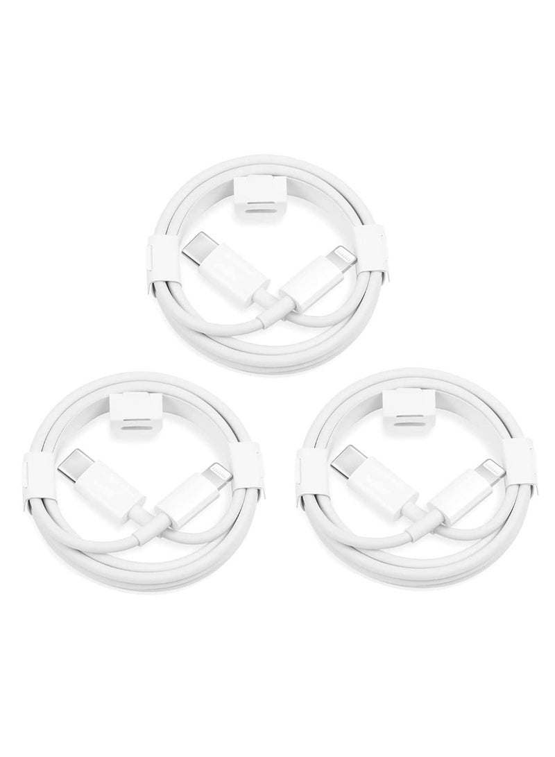 USB-C to Lightning Fast Charging Cable, 3 Pack Compatible with iPhone 11/11 Pro Max/11 Pro/Xs Max/XR/8/7/6s/6/Plus, iPad Pro/Air/Mini, iPhone 14 Pro Max/14 Pro/14Plus/14/13/12 iPod Touch (White, 1m) - Image 1