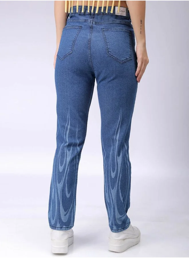 مرفوعة Women Straight Blue Jeans