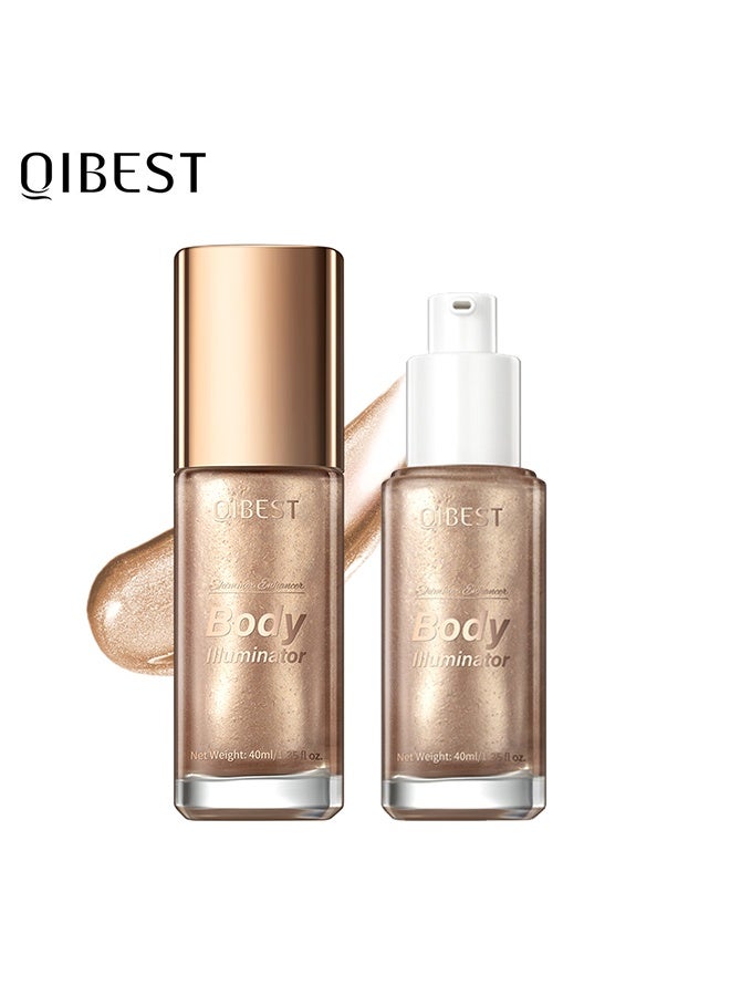 QiBest Body Illuminator-Gold Body Shimmer Lotion Glow Oil Body Luminizer Oil Glow Lotion for Brightening Body Long Lasting Shimmering Body Oil for Body & Face 2#Rose Gold - Image 1