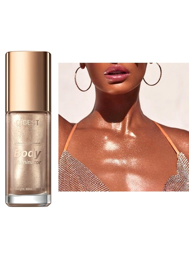 QiBest Body Illuminator-Gold Body Shimmer Lotion Glow Oil Body Luminizer Oil Glow Lotion for Brightening Body Long Lasting Shimmering Body Oil for Body & Face 2#Rose Gold - Image 2
