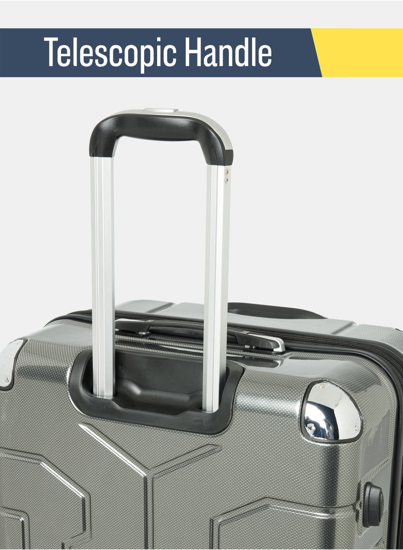 السياحية البريطانية حقيبة سفر من مادة ABS بقشرة صلبة (متوسطة، 24 إنش) مع طبقة قابلة للتوسيع – حقيبة خفيفة الوزن مزودة بعجلات دوارة، حقيبة ترولي للسفر (رمادي داكن) - Image 2