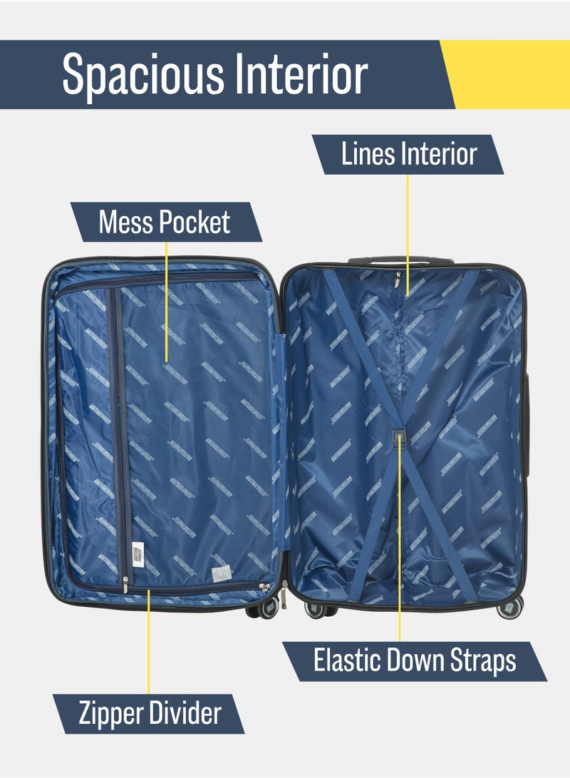 السياحية البريطانية حقيبة سفر من مادة ABS بقشرة صلبة (متوسطة، 24 إنش) مع طبقة قابلة للتوسيع – حقيبة خفيفة الوزن مزودة بعجلات دوارة، حقيبة ترولي للسفر (رمادي داكن) - Image 5