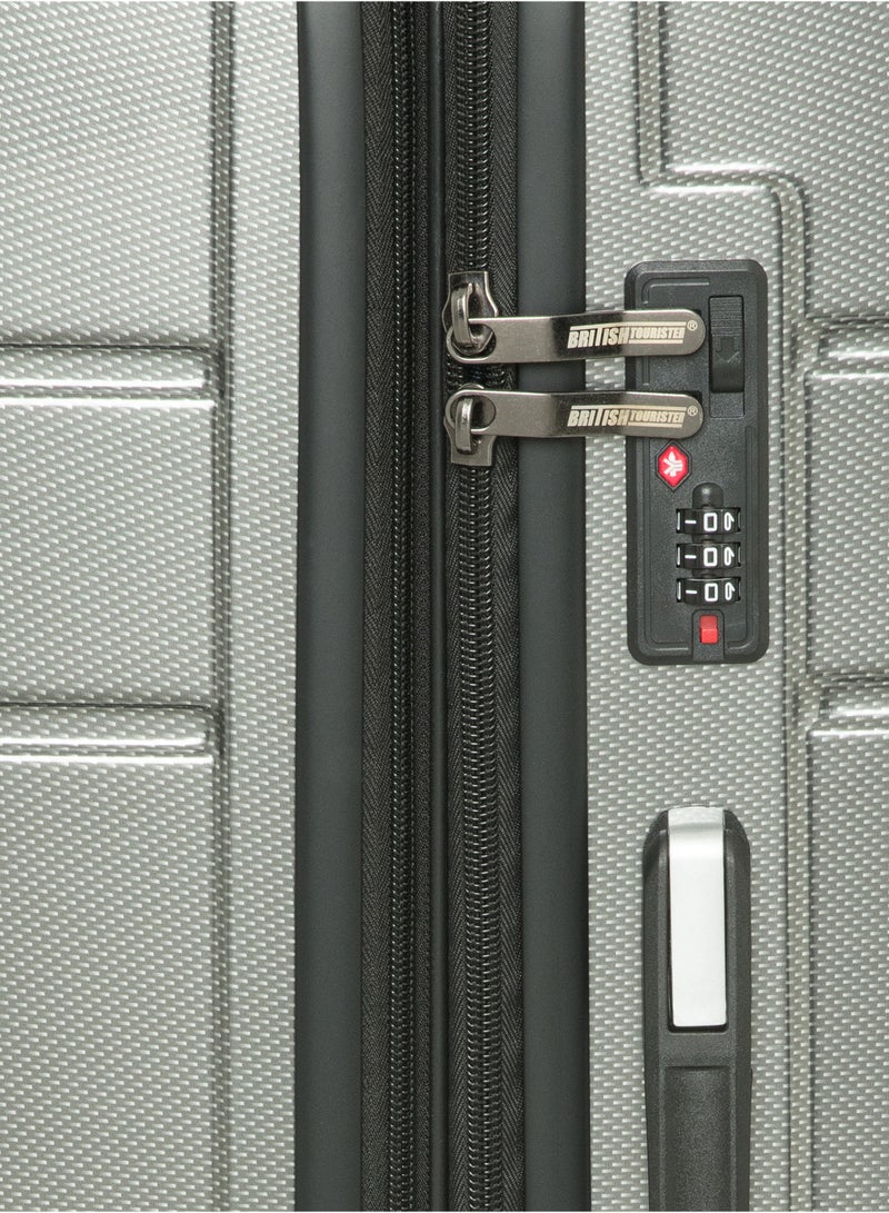 السياحية البريطانية حقيبة سفر من مادة ABS بقشرة صلبة (متوسطة، 24 إنش) مع طبقة قابلة للتوسيع – حقيبة خفيفة الوزن مزودة بعجلات دوارة، حقيبة ترولي للسفر (رمادي داكن) - Image 3
