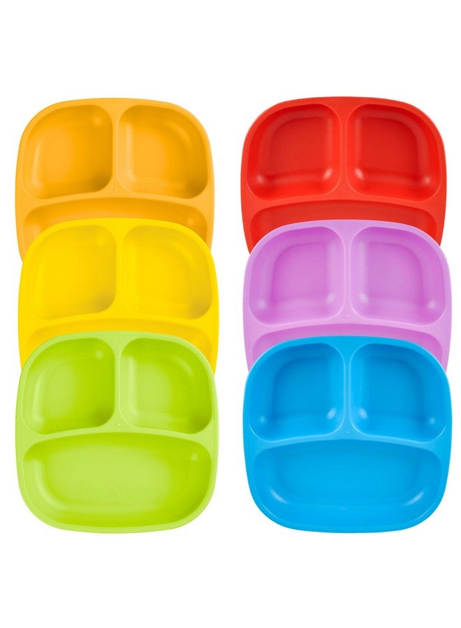 Re-Play Toddler Plates with Dividers - Deep-Walled 3 Compartments Divided Plates for Kids - Dishwasher & Microwave Safe - Made in USA - Set of 6-7.37" x 7.37" x 1.25" - Crayon Box - Image 1