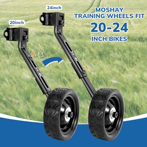 MOSHAY Roll Over Image to Zoom in Bicycle Training Wheels Fits 16 18 20 22 24 inch Kids Variable Bike (black) - Image 2