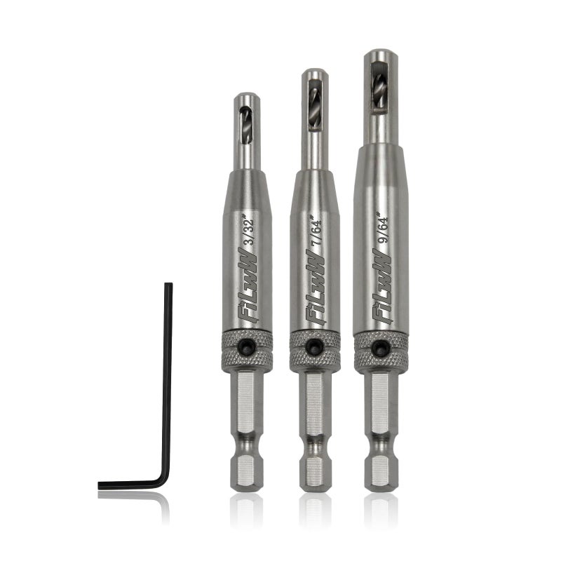 FiLwW Self-Centering Drill Bit Set, CC2430 3/32", 7/64", 9/64" Self Centering Drill Bit VIX Bit for #6 8 10 Screws - Image 1