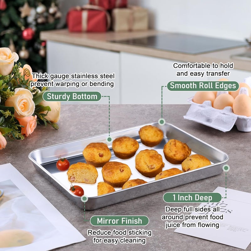 Homikit Cookie Sheet with Rack, 10 x 8 Inch Stainless Steel Small Baking Sheet with Wire Rack Set for Baking Roasting Cooling, Small Toaster Oven Pan Bacon Tray, Non-Toxic & Dishwasher Safe - Image 5