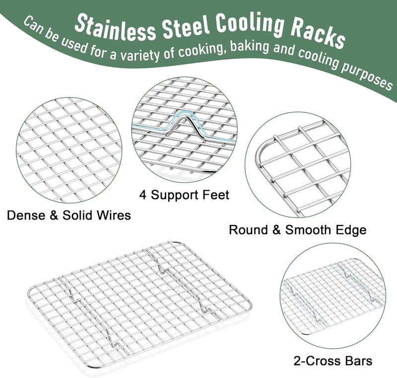 Homikit Cookie Sheet with Rack, 10 x 8 Inch Stainless Steel Small Baking Sheet with Wire Rack Set for Baking Roasting Cooling, Small Toaster Oven Pan Bacon Tray, Non-Toxic & Dishwasher Safe - Image 4