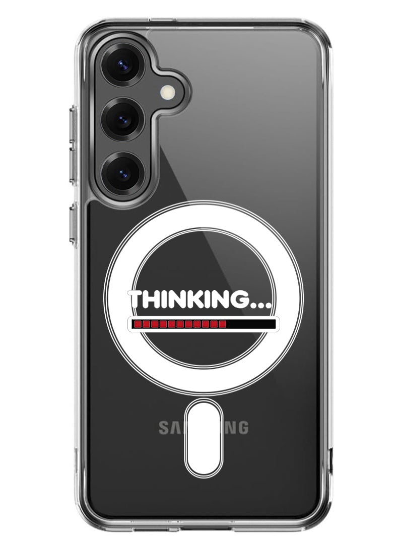 Theodor Magnetic Case for Samsung Galaxy S25 6.2-inch Compatible with MagSafe Wireless Charging, Shockproof Phone Bumper Cover Thinking - White - Image 1