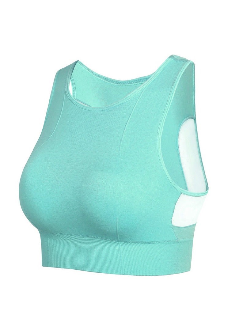 AROAQ Full Coverage Longline Sports Bra, Shockproof Fitness Yoga Running Sports Bra,  Seamless Quick-drying Medium Impact Push Up Tank Top For Yoga Gym Workout, (Size L, Green) - Image 1