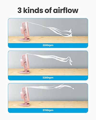 Gaiatop USB Desk Fan, Small But Powerful, Personal Portable Quiet 3 Speeds, Adjustable Mini Table Desktop fan for Cooling Home Office Car Summer Travel Gifts Pink - Image 3