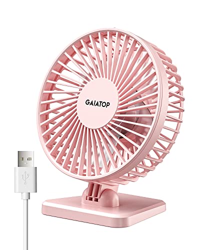 Gaiatop USB Desk Fan, Small But Powerful, Personal Portable Quiet 3 Speeds, Adjustable Mini Table Desktop fan for Cooling Home Office Car Summer Travel Gifts Pink - Image 1