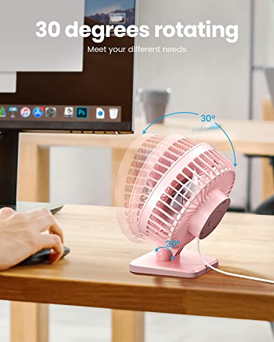 Gaiatop USB Desk Fan, Small But Powerful, Personal Portable Quiet 3 Speeds, Adjustable Mini Table Desktop fan for Cooling Home Office Car Summer Travel Gifts Pink - Image 4