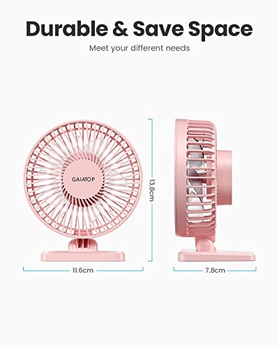Gaiatop USB Desk Fan, Small But Powerful, Personal Portable Quiet 3 Speeds, Adjustable Mini Table Desktop fan for Cooling Home Office Car Summer Travel Gifts Pink - Image 5
