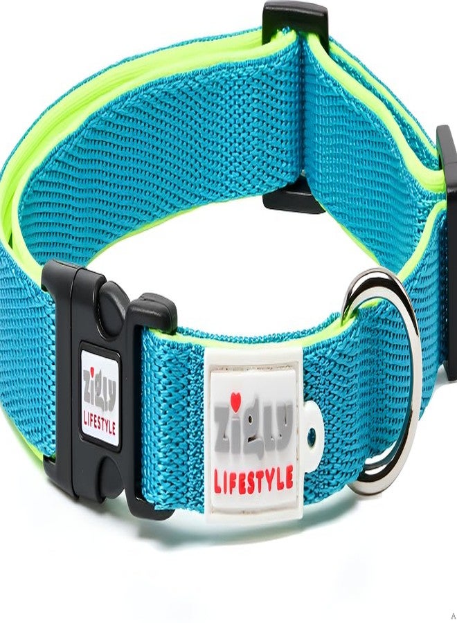Zigly Lifestyle Classic Padded Dog Collar (Large, 25 mm, Neon Green) | Adjustable Fit | Comfortable & Durable Design | Soft Padding for Daily Walks, Training & Outdoor Use - Image 2