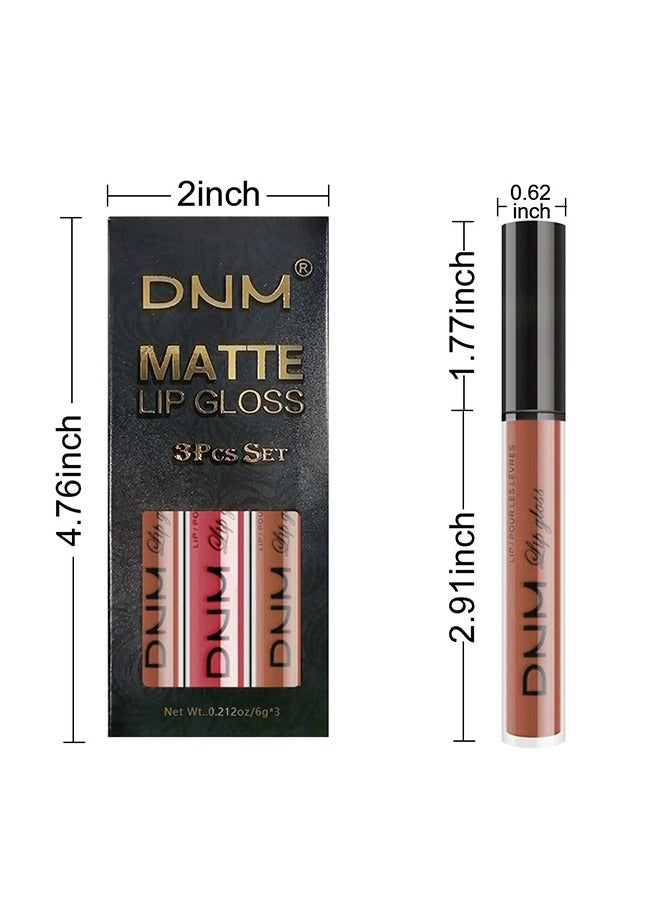 DNM 3Pcs Nude Brown Pink Dark Maroon Matte Liquid Lipstick Makeup Sets Permanent Lip Stain Set Long Lasting 24 Hours Waterproof mate 24 horas originales - Image 5