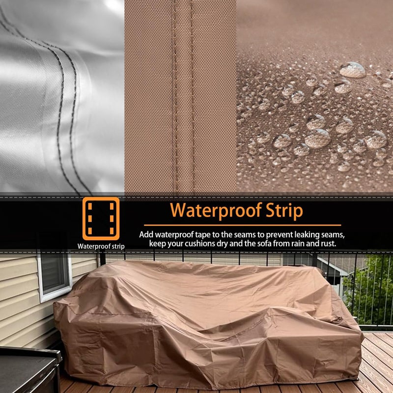 CKCLUU Patio Furniture Covers Waterproof Outdoor Furniture Cover Heavy Duty Outdoor Sectional Sofa Couch Cover Outside Dining Set Table and chairs Covers Heavy Duty Brown 75" L x 47.5" W - Image 5