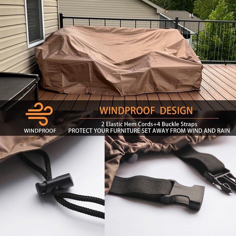 CKCLUU Patio Furniture Covers Waterproof Outdoor Furniture Cover Heavy Duty Outdoor Sectional Sofa Couch Cover Outside Dining Set Table and chairs Covers Heavy Duty Brown 75" L x 47.5" W - Image 4