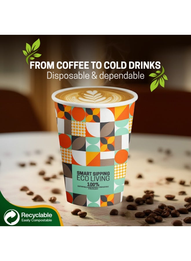 EcoEdge 8 Oz Disposable Stylish Printed Paper Cups (Pack of 1000) | For Turkish Coffee, Shakes, Lemonade, Drinks | Heat Resistant, Lightweight, Durable | Camping, Picnic, BBQ, Outdoors | 100% Natural - Image 4