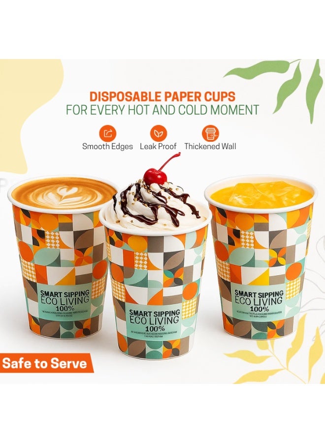 EcoEdge 8 Oz Disposable Stylish Printed Paper Cups (Pack of 1000) | For Turkish Coffee, Shakes, Lemonade, Drinks | Heat Resistant, Lightweight, Durable | Camping, Picnic, BBQ, Outdoors | 100% Natural - Image 2